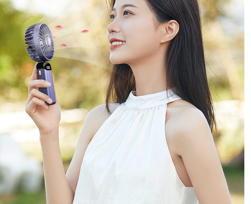 USB Rechargeable Mini Portable Handheld Electric Fan Foldable Neck Hanging Outdoor Fan