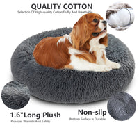 Fluffy Donut Dog Bed  Warm Soft Long Plush Pet Cushion Dog House Cat  Bed Washable Pet Sofa Mat Calming Samll Large Dog Beds