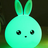 Cute Night Light Animal Rabbit Night lamps Touch Sensor Silicone LED Colorful Lights