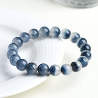 Natural Half Pot Blue Rabbit Hair Round Bead Bracelet