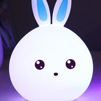 Cute Night Light Animal Rabbit Night lamps Touch Sensor Silicone LED Colorful Lights