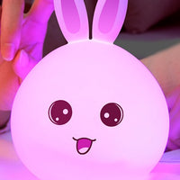 Cute Night Light Animal Rabbit Night lamps Touch Sensor Silicone LED Colorful Lights
