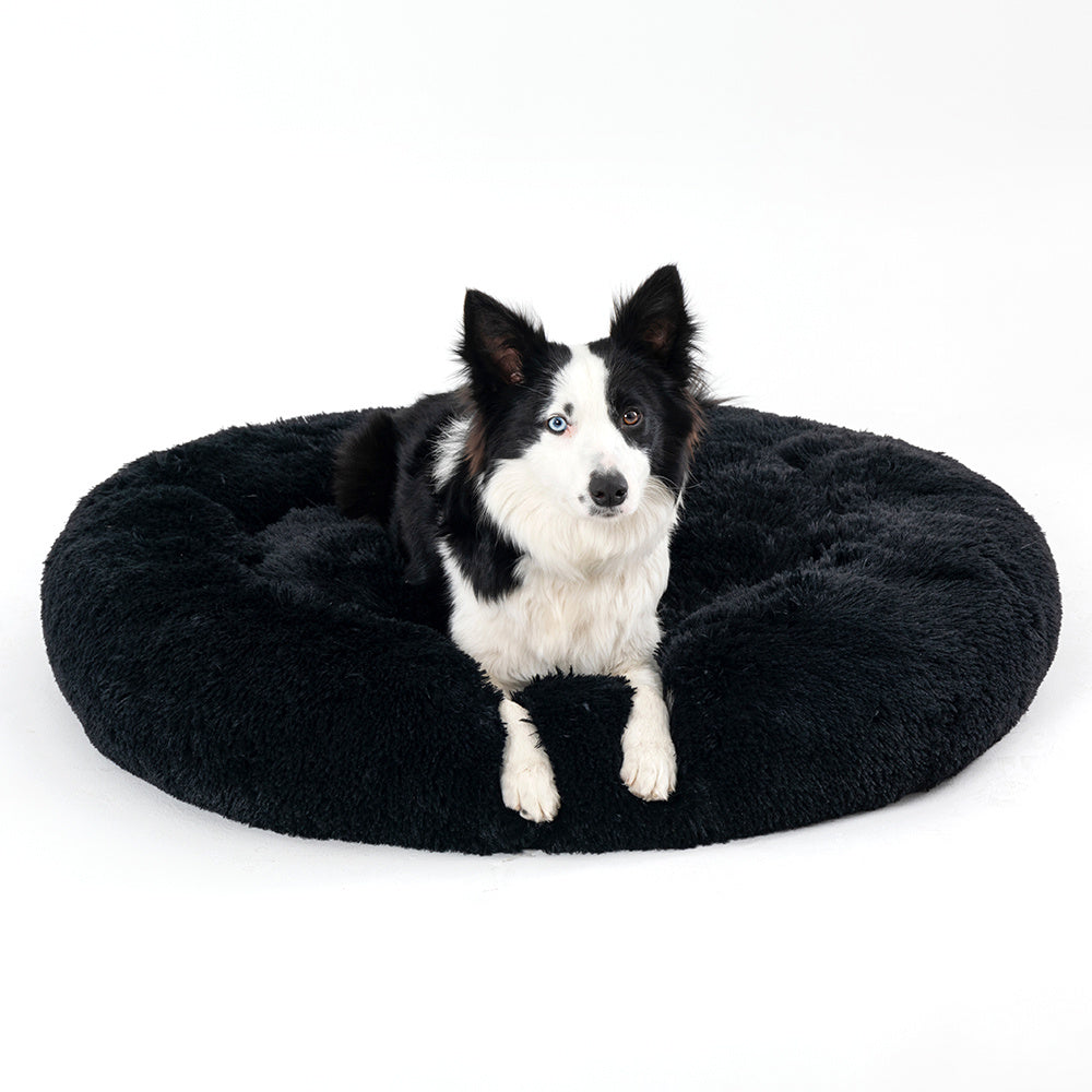 Fluffy Donut Dog Bed  Warm Soft Long Plush Pet Cushion Dog House Cat  Bed Washable Pet Sofa Mat Calming Samll Large Dog Beds