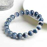 Natural Half Pot Blue Rabbit Hair Round Bead Bracelet