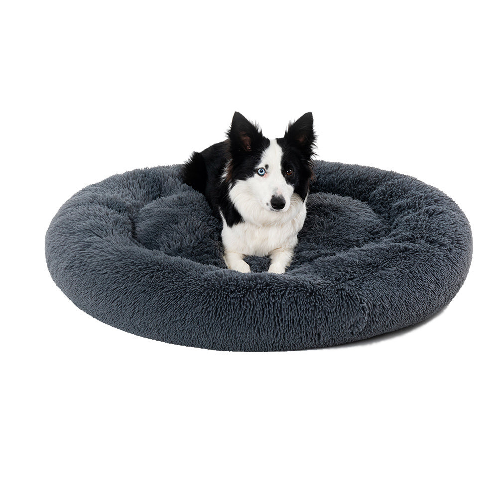 Fluffy Donut Dog Bed  Warm Soft Long Plush Pet Cushion Dog House Cat  Bed Washable Pet Sofa Mat Calming Samll Large Dog Beds